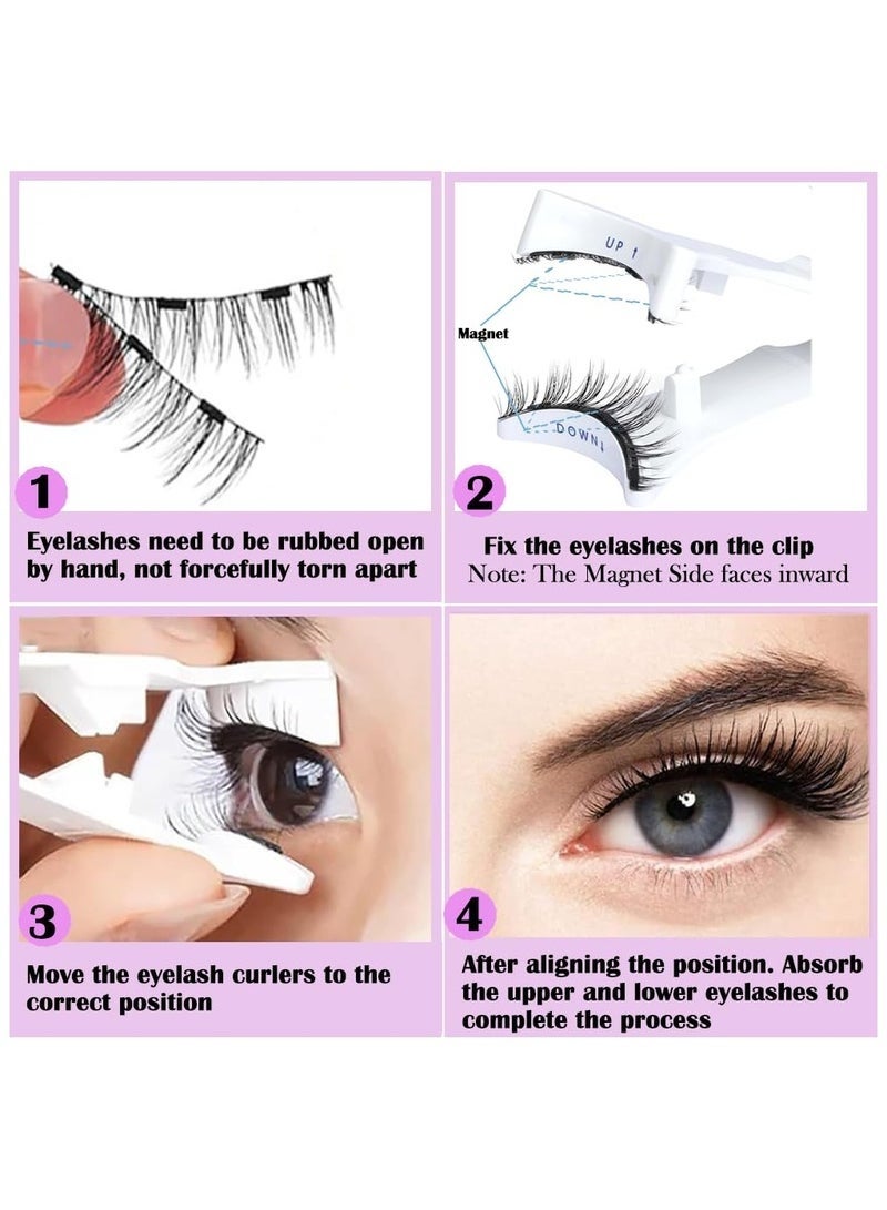 GlamKit 1 Pairs Magnetic Eyelashes, Reusable False Eyelashes, Natural Look Cat Eye Magnetic Lashes with Applicator, No Glue Needed, Fake Eyelashes Kit, Easy to Wear and Remove - Image 4