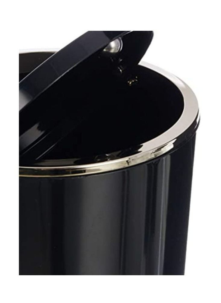 Primanova Acrylic Basket Trash Can With Swing Top Lid 6 Liter Black with Golden frame  - Image 3