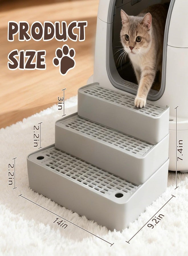 Midollarle Adjustable 3 Steps Cat Ramp for Litter Box,Detachable Cat Pedal Step Stool with Filter Function,Double Layered Cats Litter Trapper,Suitable for Small&Elderly Cats, Non-Slip(Grey) - Image 4