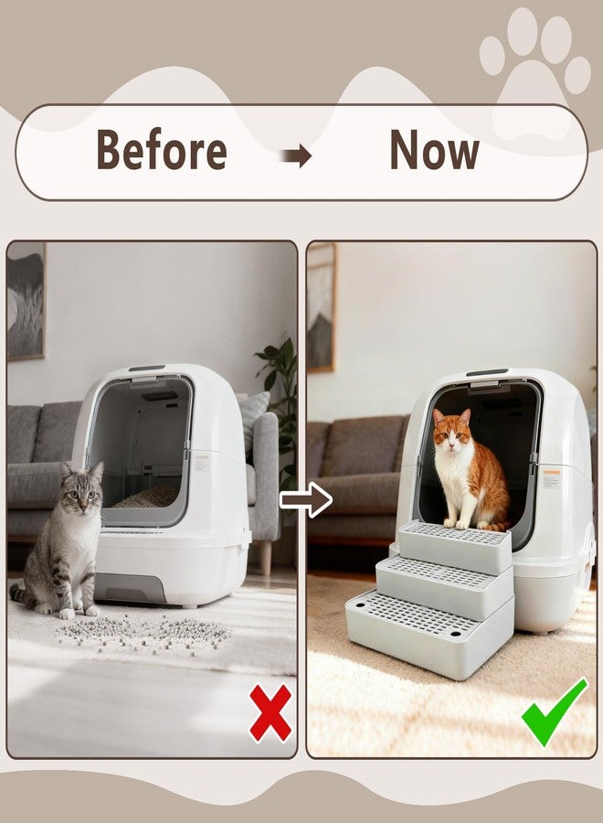 Midollarle Adjustable 3 Steps Cat Ramp for Litter Box,Detachable Cat Pedal Step Stool with Filter Function,Double Layered Cats Litter Trapper,Suitable for Small&Elderly Cats, Non-Slip(Grey) - Image 3