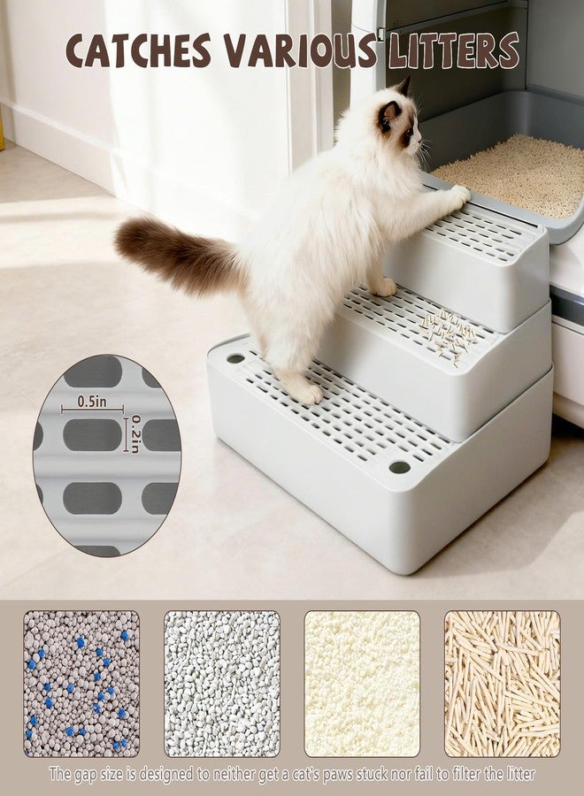Midollarle Adjustable 3 Steps Cat Ramp for Litter Box,Detachable Cat Pedal Step Stool with Filter Function,Double Layered Cats Litter Trapper,Suitable for Small&Elderly Cats, Non-Slip(Grey) - Image 5