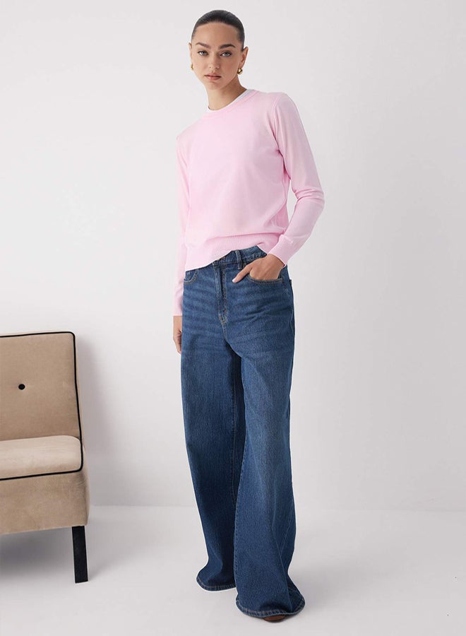 trendyol Wardrobe Essentials Pink Mercerized Look Thin Basic Knitwear Sweater | - Image 2