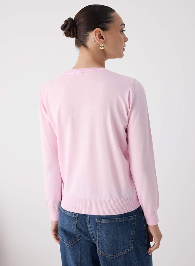 trendyol Wardrobe Essentials Pink Mercerized Look Thin Basic Knitwear Sweater | - Image 4
