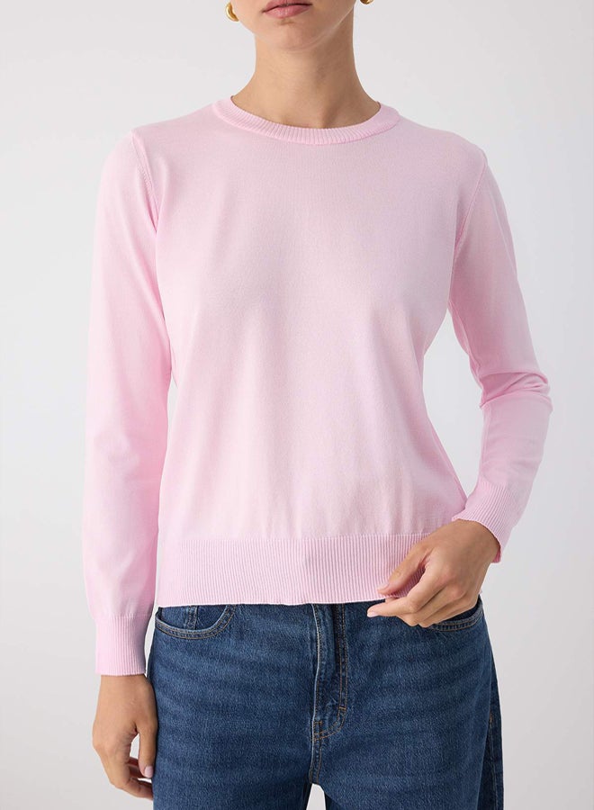 trendyol Wardrobe Essentials Pink Mercerized Look Thin Basic Knitwear Sweater | - Image 3