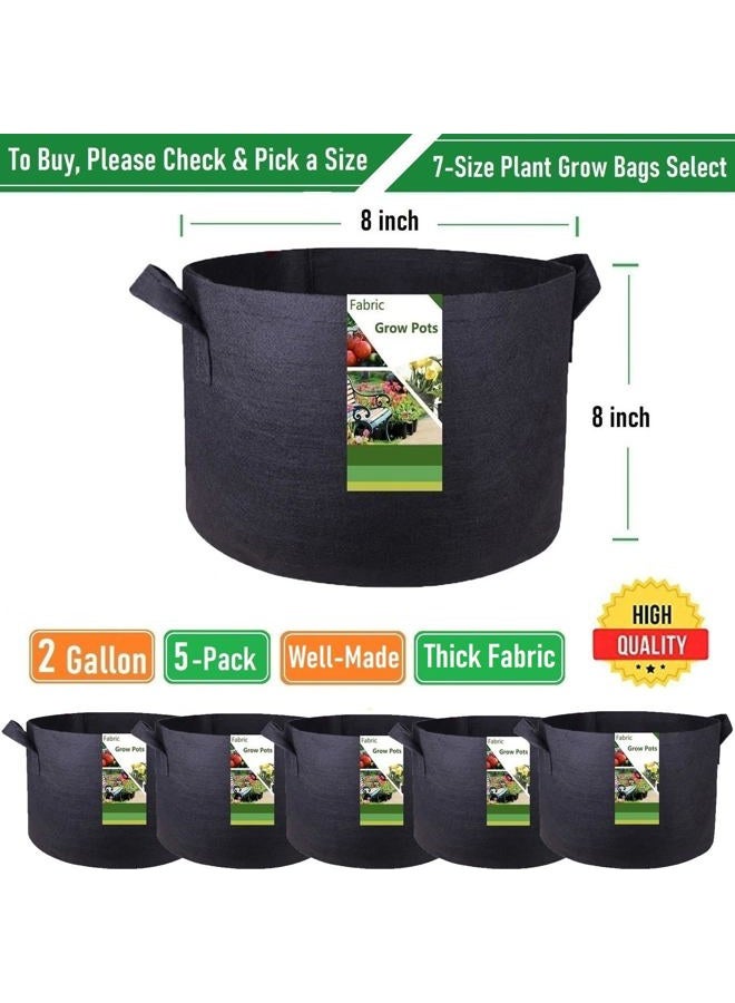 Tespher 5-Pack 2 Gallon Thickened Plant Grow Bags (8x8 inch) Nonwoven Fabric Plant Pots for Nursery Bags,Flower Pots,Herbs Veggies Planter Bags,Garden Pots,Barrel Planter,Garden Plant Bags w/ Gardening Gloves - Image 4