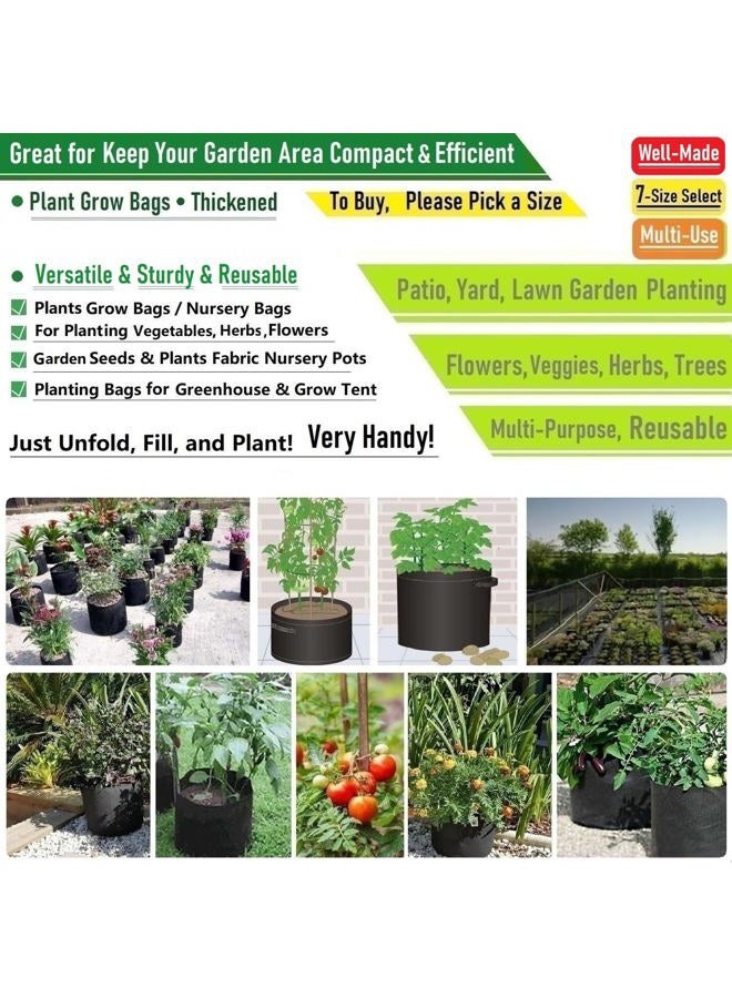 Tespher 5-Pack 2 Gallon Thickened Plant Grow Bags (8x8 inch) Nonwoven Fabric Plant Pots for Nursery Bags,Flower Pots,Herbs Veggies Planter Bags,Garden Pots,Barrel Planter,Garden Plant Bags w/ Gardening Gloves - Image 3