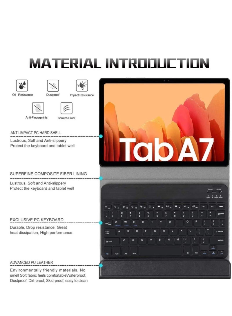 راكسوم حافظة لوحة مفاتيح لجهاز Galaxy Tab A7 2020 (تصميم QWERTY)، حافظة رفيعة مع حامل ذكي ولوحة مفاتيح لاسلكية مغناطيسية قابلة للإزالة لجهاز Samsung Galaxy Tab A7 10.4 (2020) M-T500، SM-T505 - Image 2