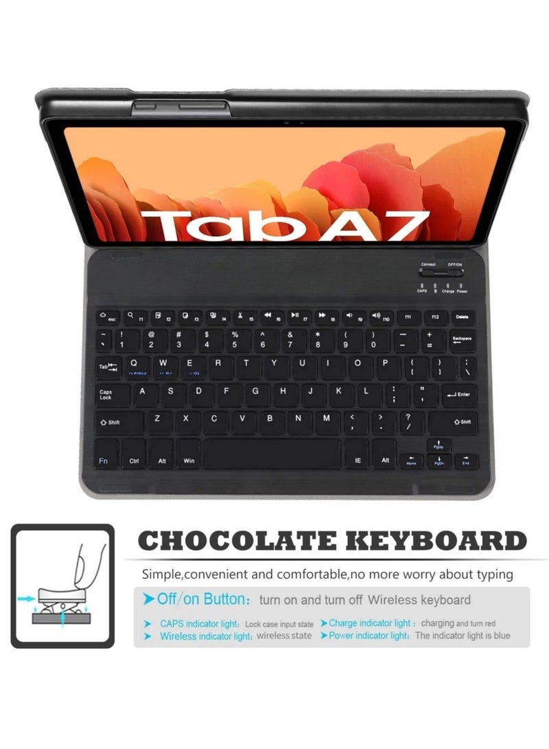 راكسوم حافظة لوحة مفاتيح لجهاز Galaxy Tab A7 2020 (تصميم QWERTY)، حافظة رفيعة مع حامل ذكي ولوحة مفاتيح لاسلكية مغناطيسية قابلة للإزالة لجهاز Samsung Galaxy Tab A7 10.4 (2020) M-T500، SM-T505 - Image 3