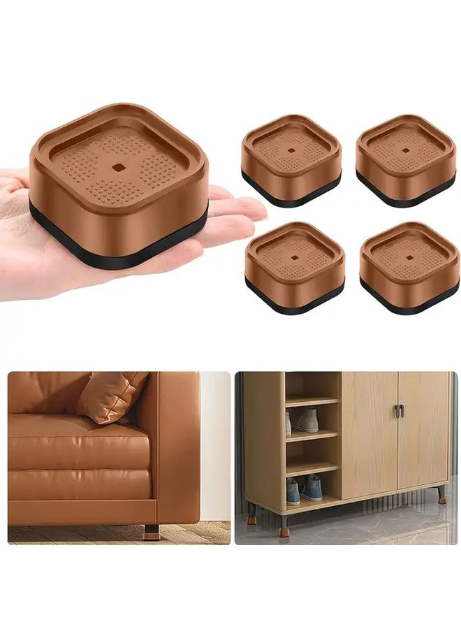 Brown Heavy Duty Adjustable Bed Risers 4 Pack Stackable Furniture Risers For Desk Table Sofa Bed - Image 1