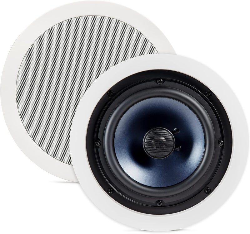 Polk Audio RC60i 2-Way Premium in-Ceiling 6.5 Speakers, Round Indoor Speakers, Perfect for Damp and Humid Indoor Placement - Bath, Kitchen, Covered Porches (White, Paintable Grille), 1 Pair - Image 1