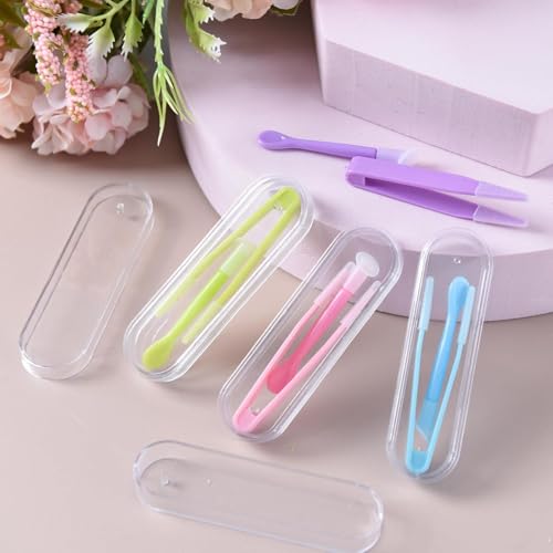 RupeeRise 2 Pcs Lens Applicator Tool Set, Contact Lens Tools with Tweezers and Suction Stick, Eye Lens Care Kit for Daily Use and Travel, Compact and Portable Tool Box, Green and Purple - Image 4