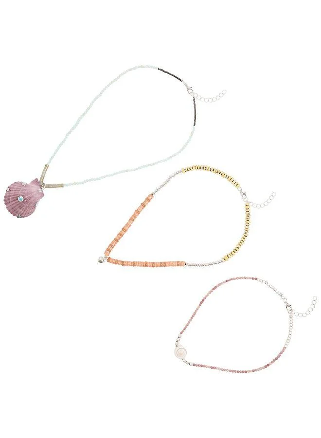 Parfois Multicolour Set Of Necklaces With Stones And Shell for Women | Best Price UAE