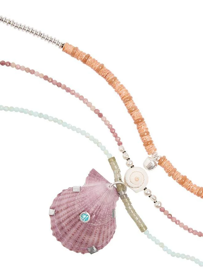 Parfois Set Of Necklaces With Stones And Shell