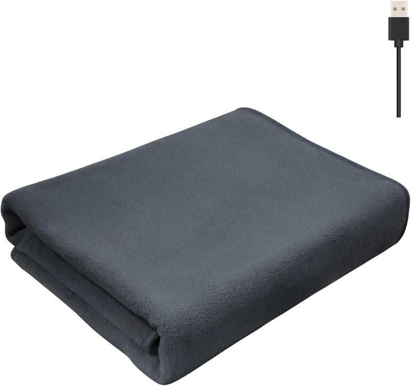 klarako 59 X 31.5 Inch Electric Blanket Quick Heating Cape Thermal Skirt Electric Blanket Thermostat Settings USB Powered Large Capacity Pockets Washable Exercising Equipment (Grey, One Size) - Image 4