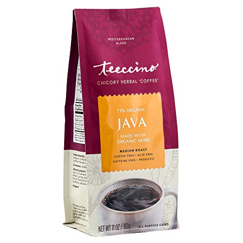 Teeccino Java Chicory Coffee Alternative  11 Ounce  Ground Herbal Coffee Thats Prebiotic Caffeine Free  Acid Free Medium Roast - Image 1
