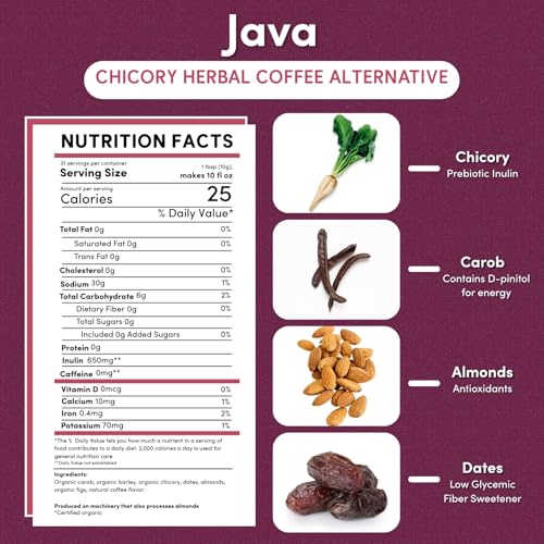 Teeccino Java Chicory Coffee Alternative  11 Ounce  Ground Herbal Coffee Thats Prebiotic Caffeine Free  Acid Free Medium Roast - Image 5