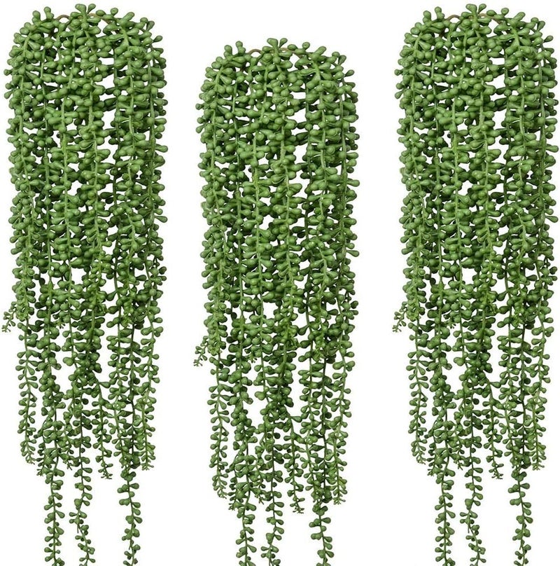 Antspirit 6pcs Artificial Fake String of Pearls Plant Faux Fake Hanging Succulents Plants (6, Green) - Image 1