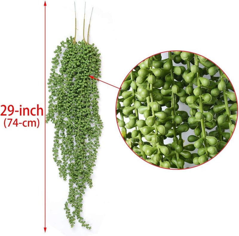 Antspirit 6pcs Artificial Fake String of Pearls Plant Faux Fake Hanging Succulents Plants (6, Green) - Image 3