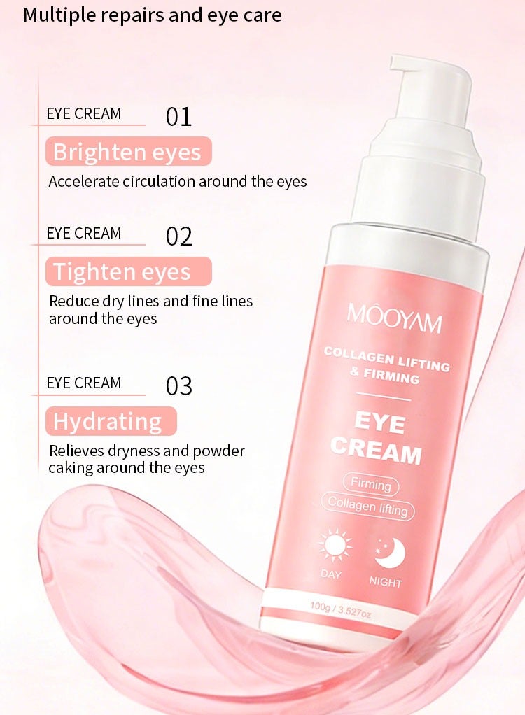 MOOYAM Collagen Eye Cream, Collagen Lifting and Firming, Anti-Aging Moisturizing Smoothing Lightweight Face Cream, Reduce Dark Circles, Diminish Under Eye Bags 100g - Image 3