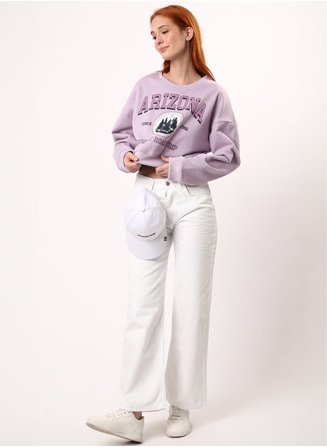 Light Purple Slip On Printed Short Sweatshirt with Hem - pzsku/Z1104F8A41C112453D680Z/45/_/1727254301/5d10c4d2-88eb-4639-95cf-297a7bf0845a