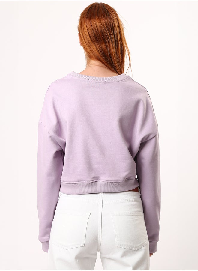 Light Purple Slip On Printed Short Sweatshirt with Hem - pzsku/Z1104F8A41C112453D680Z/45/_/1727254501/379c72a5-b1a1-4a33-bde3-202546ca9c56