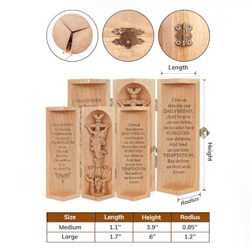 Jesuspirit Christian Decor Catholic Wooden Statue Home Decor Openable Wooden Cylinder Sculpture of Jesus B Our Father Size S - Image 3