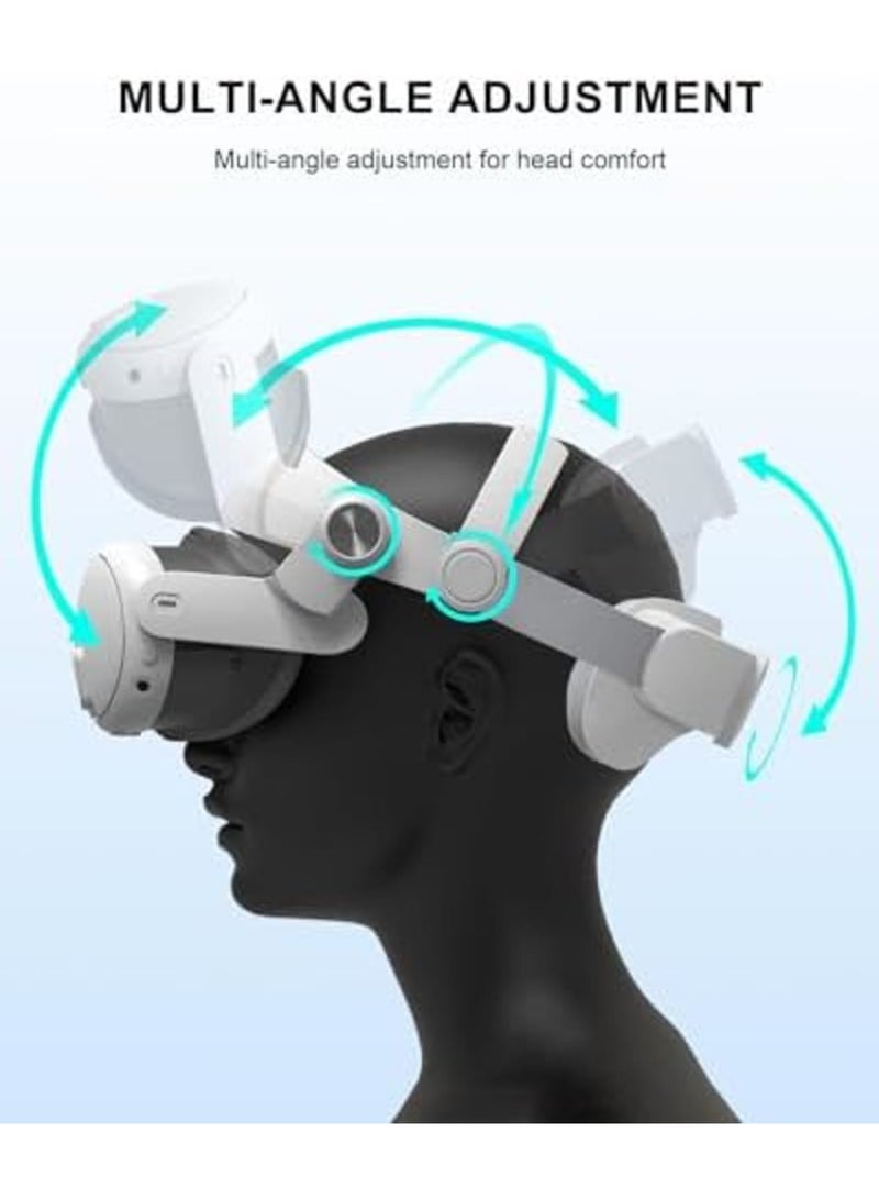Head Strap for Meta Quest3, Comfortable VR Accessories with Adjustable Design Support Face Protective Pad Cover Replacement Headset Accessory, Elite Headstrap Replacement for Meta/Oculus Quest3(White) - Image 3
