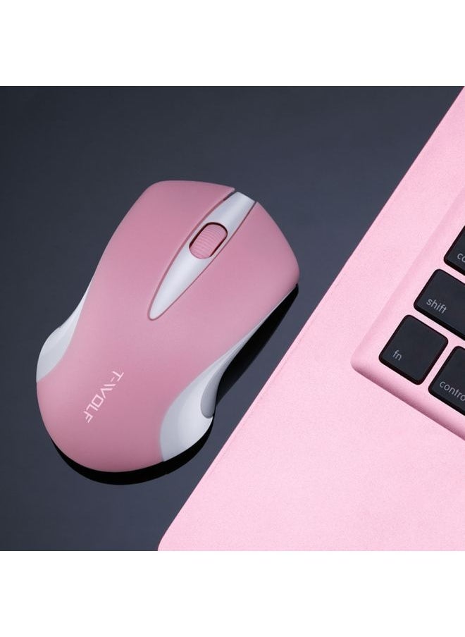 BURAQ T-WOLF Q2 3-Buttons 1200 DPI 2.4GHz Wireless Mouse(Pink)  - Image 1