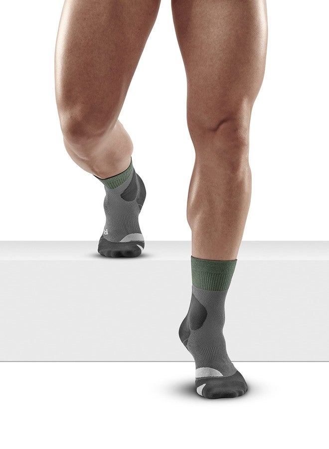 CEP Merino Wool Hiking Mid-Cut Socks, Green/Light Grey, Men, III (MD) - Image 2