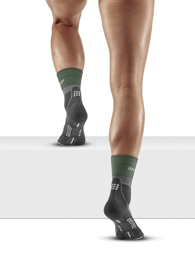 CEP Merino Wool Hiking Mid-Cut Socks, Green/Light Grey, Men, III (MD) - Image 5