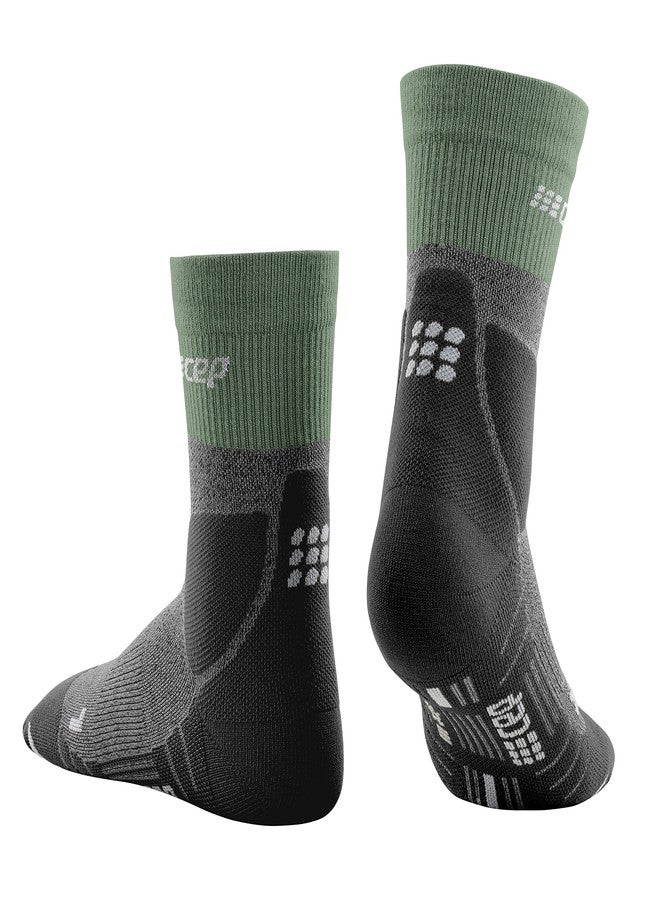 CEP Merino Wool Hiking Mid-Cut Socks, Green/Light Grey, Men, III (MD) - Image 4