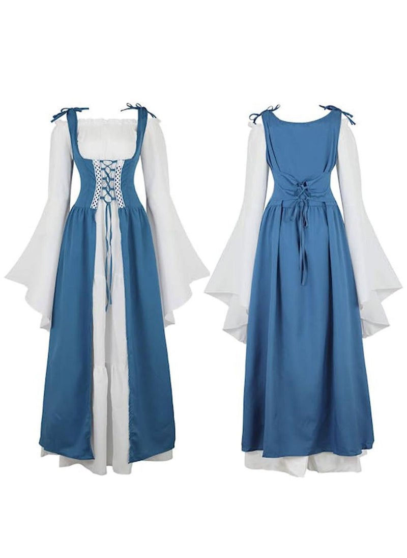 Y&D - Cosplay Costume Set Women's Renaissance Costume Medieval Irish Over Dress and Trumpet Sleeves Chemise Boho Set Birthday Gift Party Cosplay Costume Set Girls Gift - Image 1