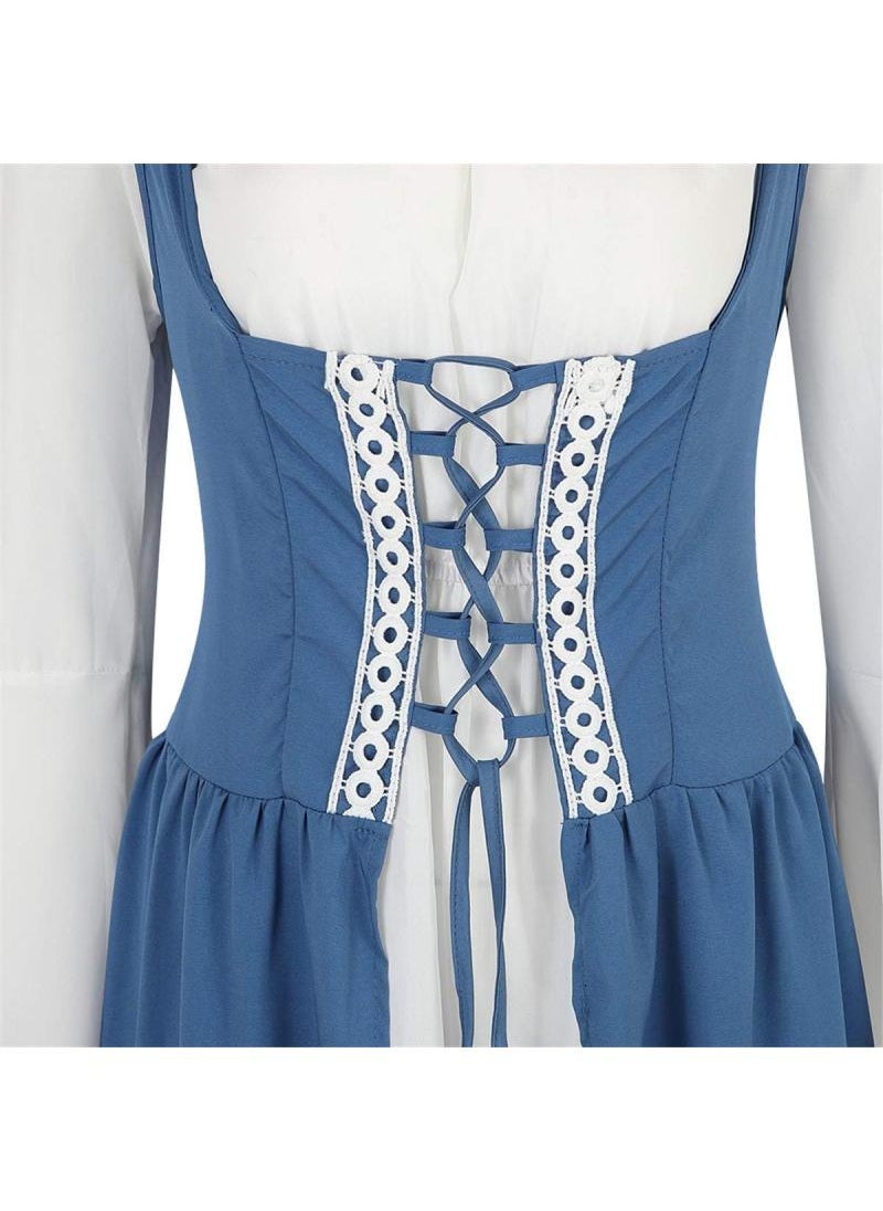 Y&D - Cosplay Costume Set Women's Renaissance Costume Medieval Irish Over Dress and Trumpet Sleeves Chemise Boho Set Birthday Gift Party Cosplay Costume Set Girls Gift - Image 1