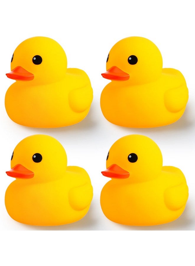 Vinsot 4 Pieces 7 Inches Large Yellow Rubber Ducks Large Bath Duck Squeak Rubber Duck Float Shower Rubber Ducks Party Decoration Fun Squeak Yellow Duck Pool Toy For Shower Birthday - Image 1