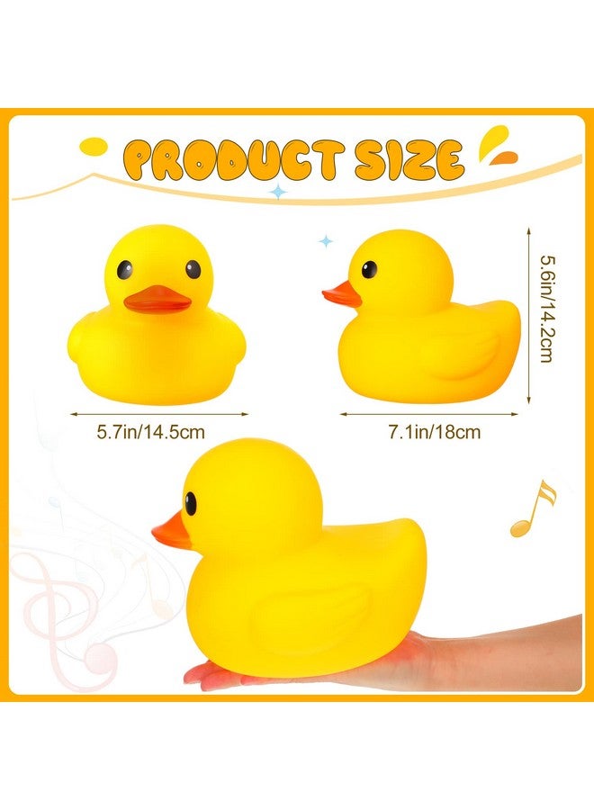 Vinsot 4 Pieces 7 Inches Large Yellow Rubber Ducks Large Bath Duck Squeak Rubber Duck Float Shower Rubber Ducks Party Decoration Fun Squeak Yellow Duck Pool Toy For Shower Birthday - Image 3