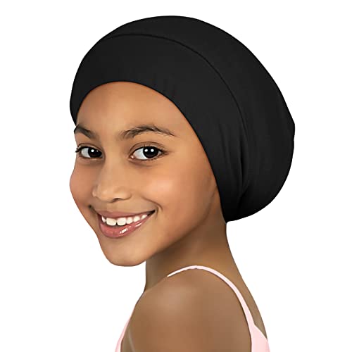 Kids Satin Bonnets for Girls Sleeping Adjustable for 28 Years Silky Smooth for Frizzy Curly Hair Breathable and Soft Black