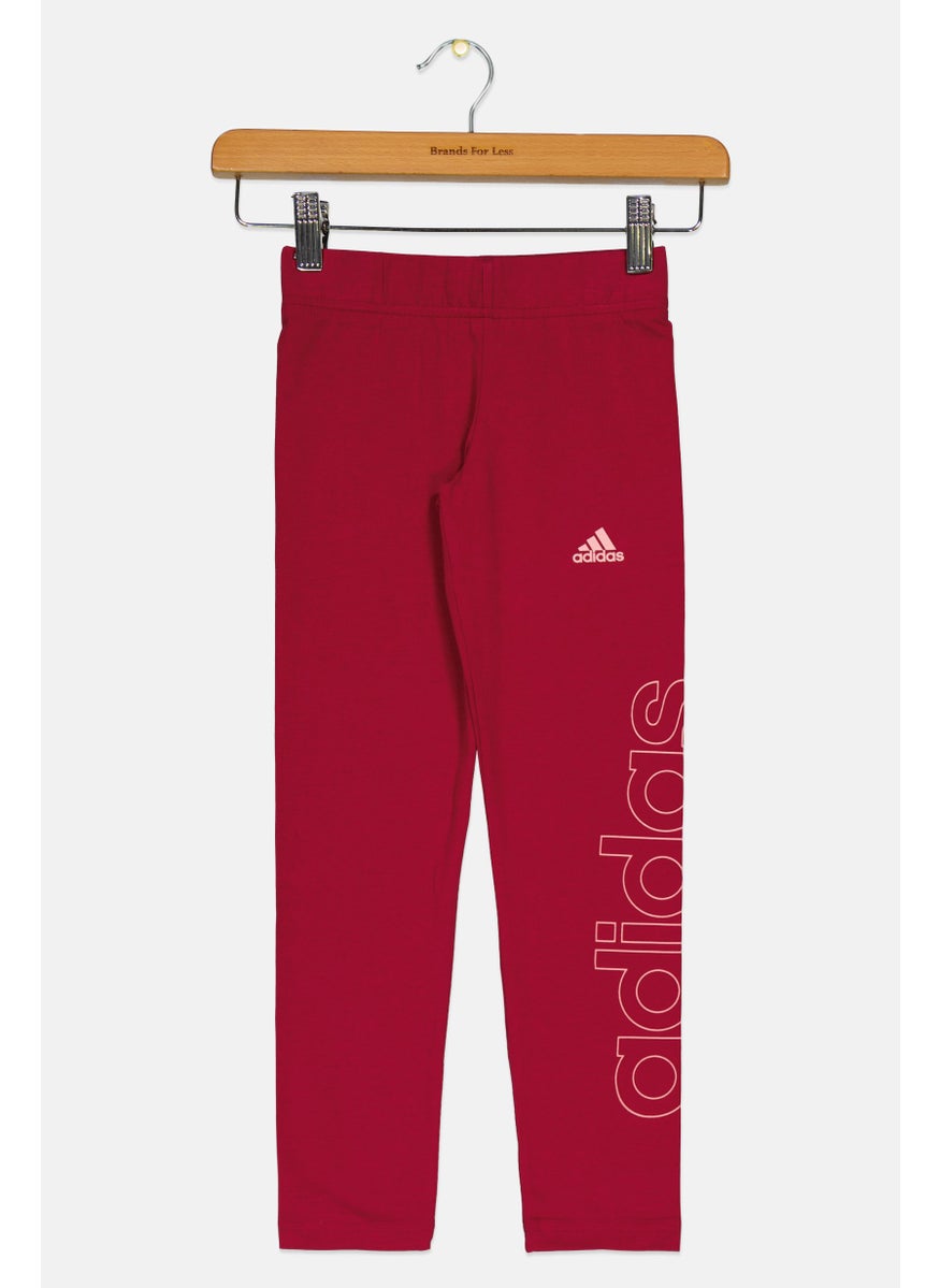 Adidas Kids Girl Brand Logo Outdoor Tights, Burgundy  - Image 1