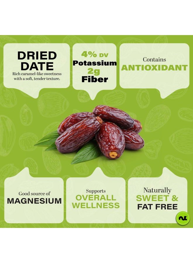 Nut Cravings Dry Fruits - Sun Dried Jumbo Medjool Dates, No Sugar Added (16oz - 1 LB) Packed Fresh in Resealable Bag - Sweet Snack, Healthy Food, All Natural, Vegan, Kosher Certified - Image 2