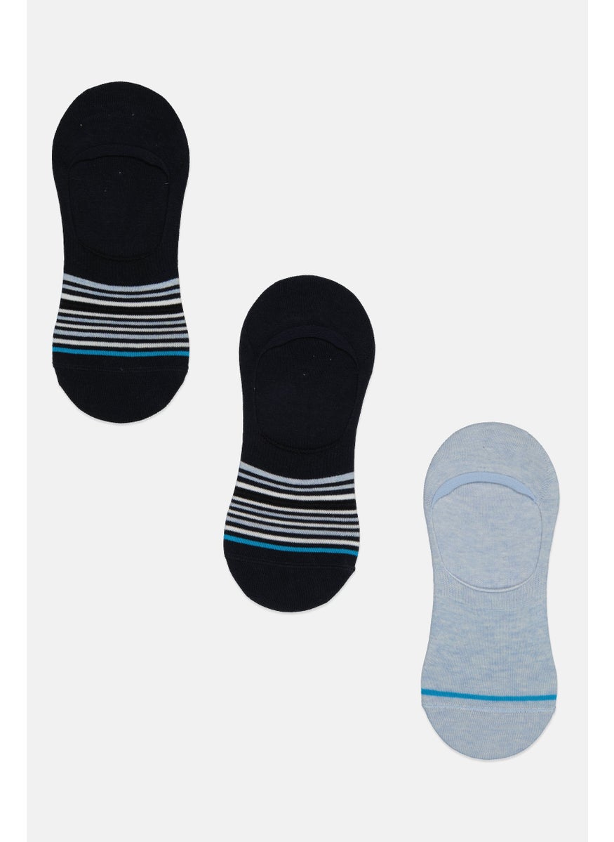 RBX Men 3 Pair Stripe Invisible Socks, Navy Blue  - Image 1