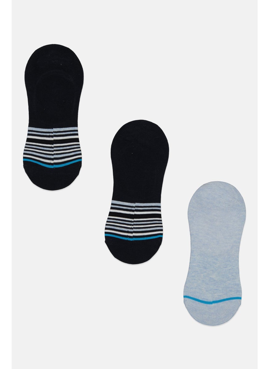 RBX Men 3 Pair Stripe Invisible Socks, Navy Blue  - Image 2