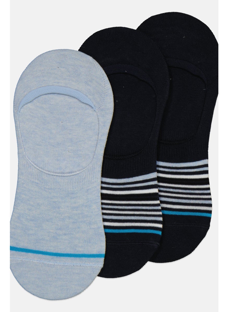 RBX Men 3 Pair Stripe Invisible Socks, Navy Blue  - Image 3