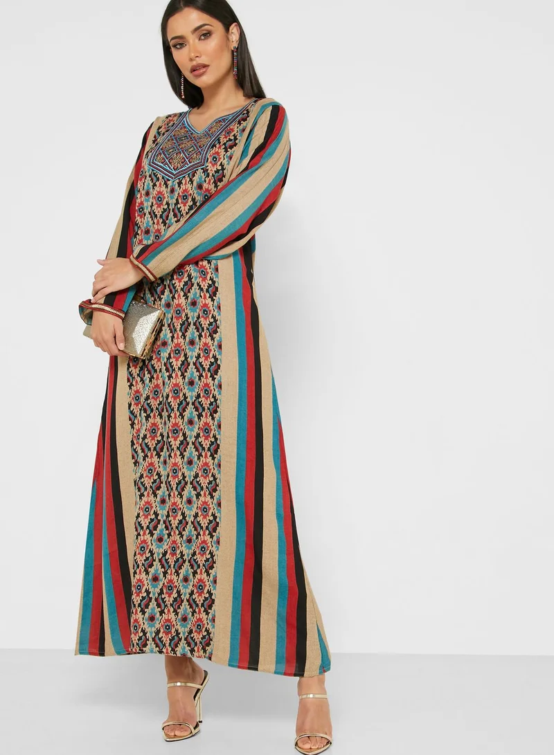 Amri Striped Colorblock Jalabiya