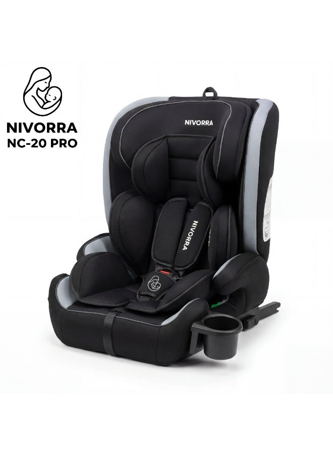 Nivorra Foldable Baby Car Seat with ISOFIX & Top Tether, Multi-Position Adjustable Height for Kids 76-150cm (9-36kg) - Image 1