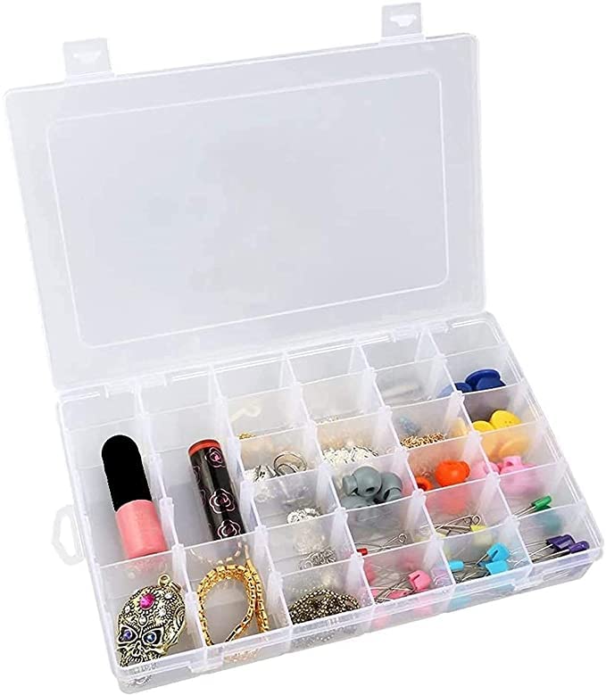 COOZICO 36 Grid Cells Multipurpose Plastic Storage Box with Removable Dividers for Medicine Pills Jewelry Pins Screws Cosmetics Stationery Items Transparent Storage Box - Image 1