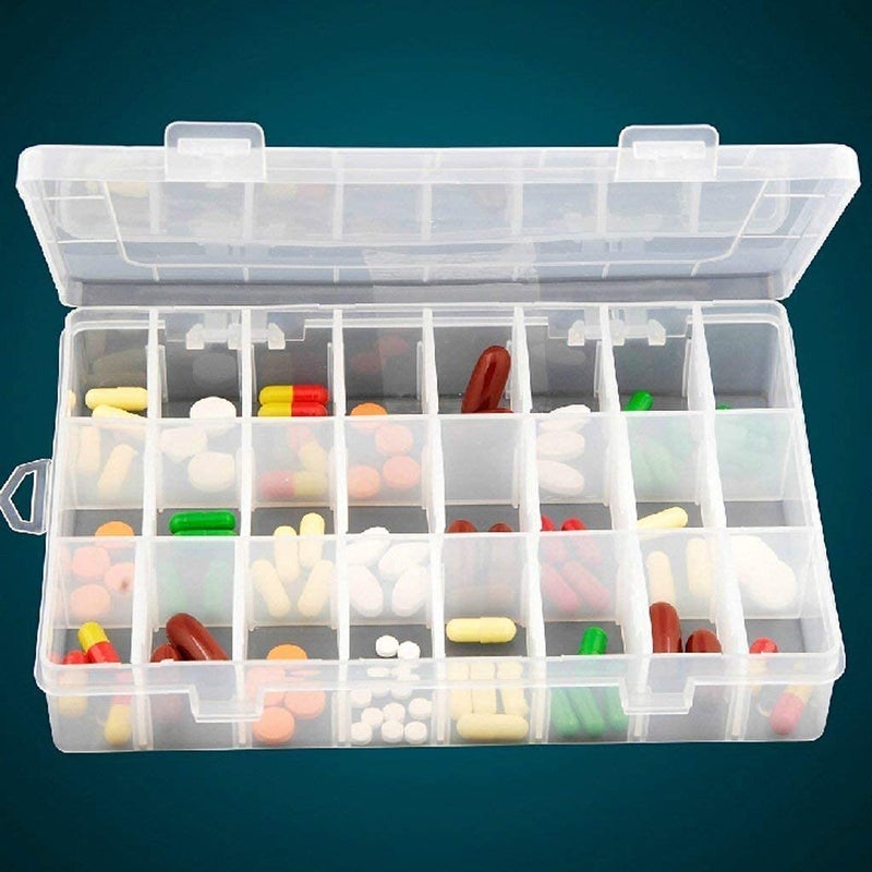 COOZICO 36 Grid Cells Multipurpose Plastic Storage Box with Removable Dividers for Medicine Pills Jewelry Pins Screws Cosmetics Stationery Items Transparent Storage Box - Image 3