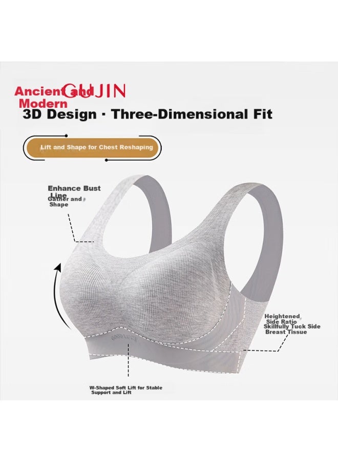 Gujin Seamless Thin Bra For Women, Large Cup Minimizing, Push-up, Side Support, Anti-sagging, Plus Size Vest-style Bra - Image 5