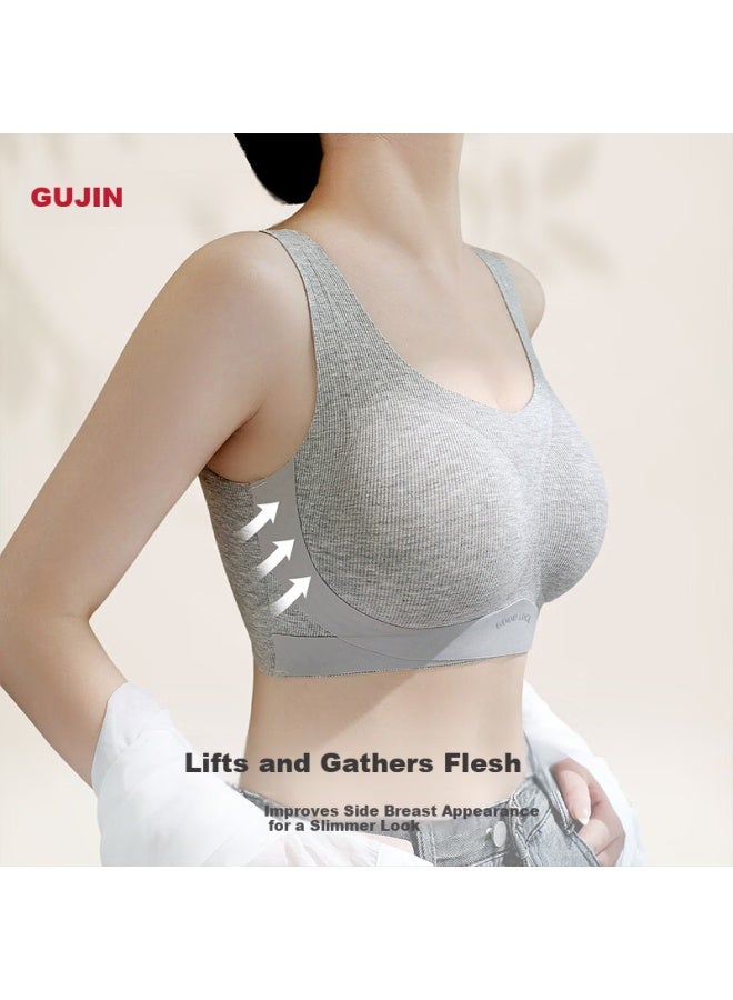 Gujin Seamless Thin Bra For Women, Large Cup Minimizing, Push-up, Side Support, Anti-sagging, Plus Size Vest-style Bra - Image 4