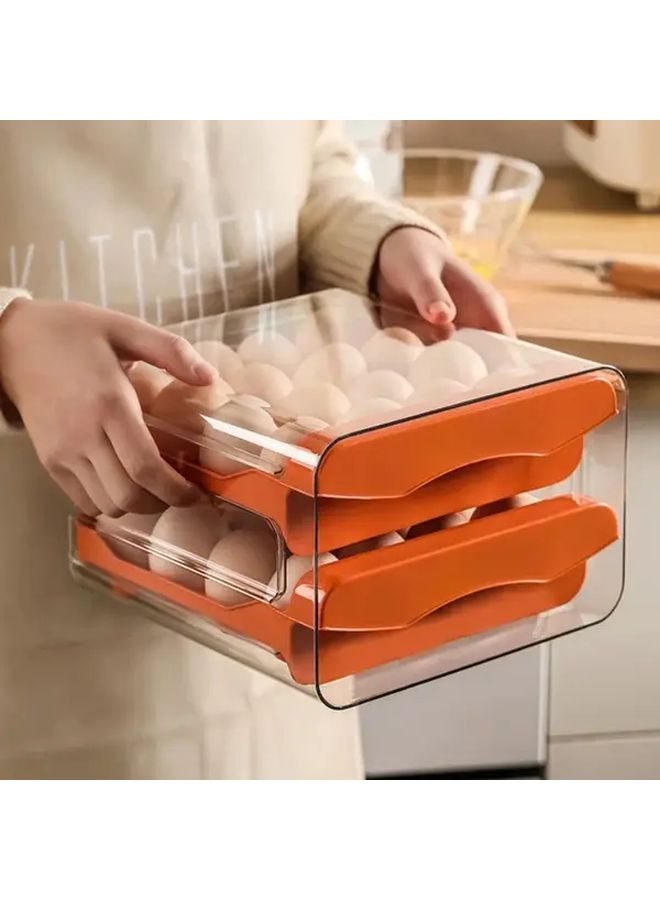 Gray Double Layer Transparent Stackable 32 Cell Egg Storage Box Drawer Type Egg Rack For Refrigerator RV Kitchen - Image 5