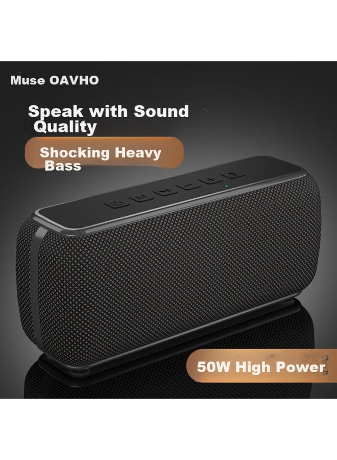 OHAYO مكبر صوت بلوتوث لاسلكي عائلي X15 50 واط مضخم صوت منزلي جودة صوت عالية الحجم الكبير مكبر صوت خارجي للسيارة أزرق - Image 1