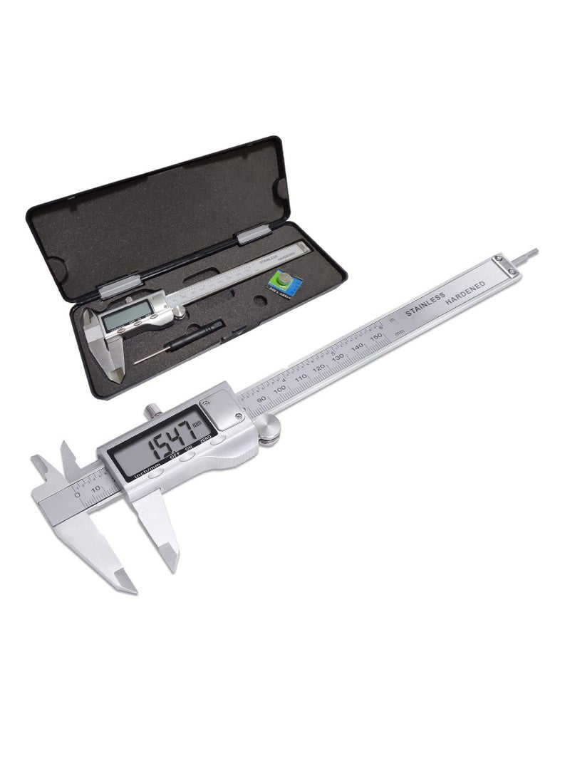 Generic Electronic Digital Vernier Caliper Stainless Steel Caliper 150mm/0-6 inch Measuring Tools with Extra-Large LCD Screen inch Metric Conversion  - Image 1